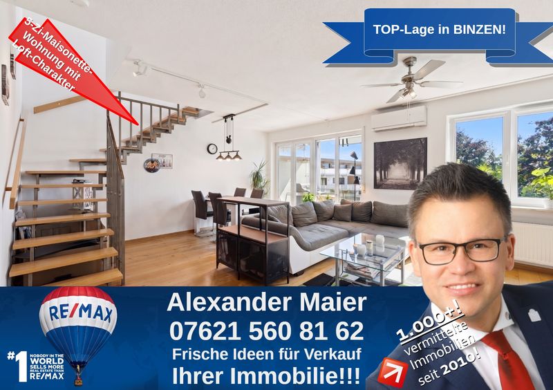 WOW - Wohnung wie ein Haus: TOP Maisonette mit zwei Balkonen und TG-Stellplatz in Binzen!